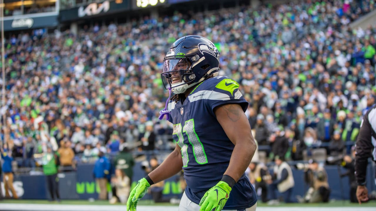 Seattle Seahawks wide receiver Jerry Rice celebrates after Seattle scored  the go ahead touch down in the fourth quarter against the Dallas Cowboys in  Seattle, WA.