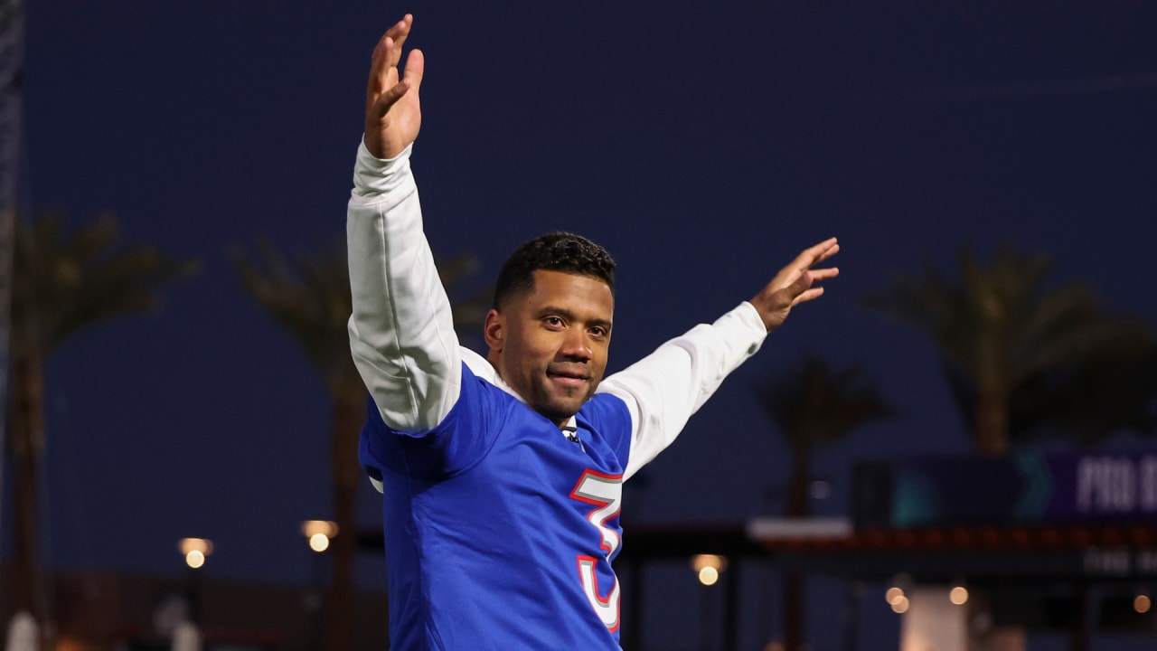 NFC cornerback Trevon Diggs of the Dallas Cowboys celebrates with Seattle  Seahawks Russell Wilson after competing in the Best Catch event at the 2022  Pro Bowl Skills Showdown Wednesday, February 2, 2022