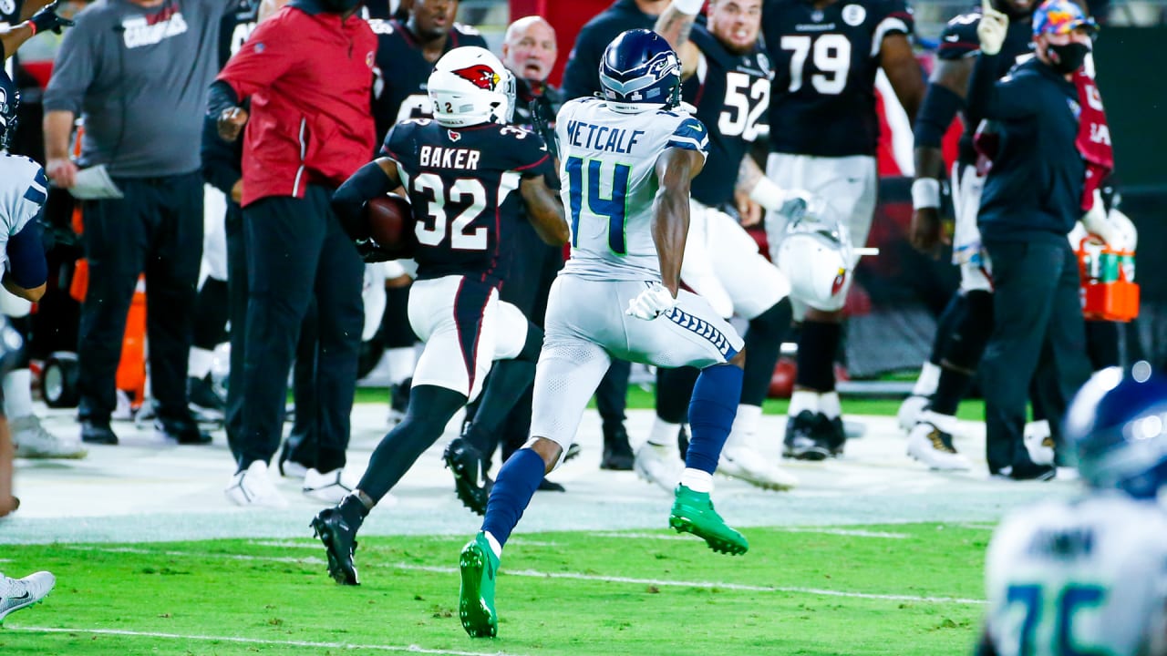 Seattle Seahawks wide receiver DK Metcalf (14) catches a touchdown