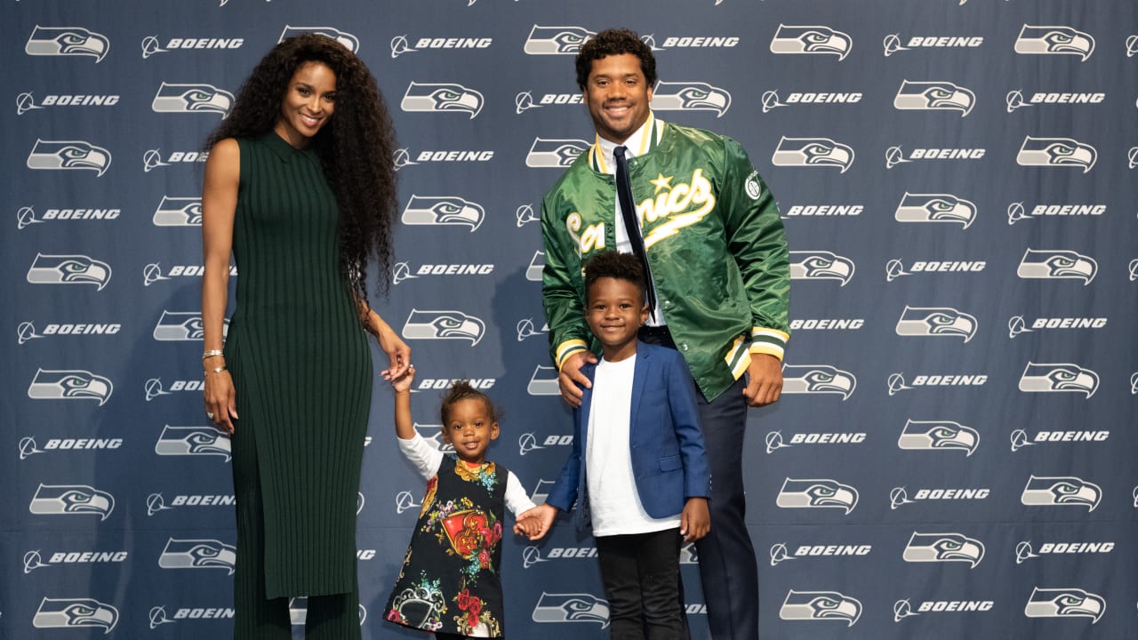 Ciara and Russell Wilson play football with their children ahead