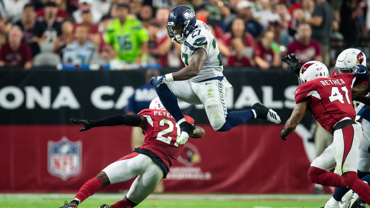 December 2, 2018: Seattle Seahawks wide receiver Jaron Brown (18) prepares  to stiff arm a defender during a game between the San Francisco 49ers and  the Seattle Seahawks at CenturyLink Field in