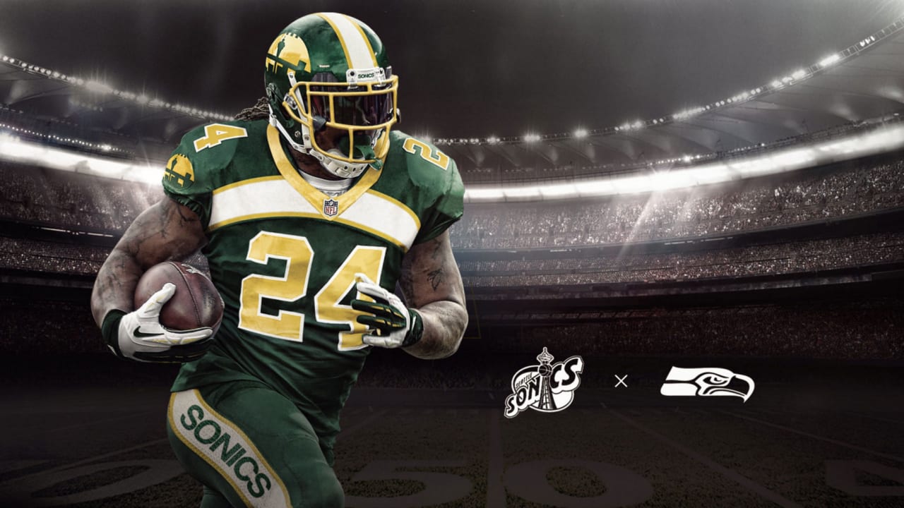 Bleacher Report NFL/NBA Jersey Mashups Feature Marshawn Lynch in Seattle  SuperSonics-Themed Seahawks Uniform