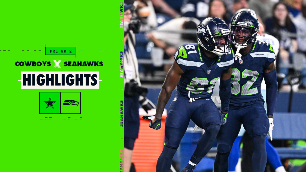 Seattle Seahawks wide receiver Tyjon Lindsey (81) catches the ball during  an NFL pre-season football game against the Dallas Cowboys, Saturday, Aug.  19, 2023 in Seattle. (AP Photo/Ben VanHouten Stock Photo - Alamy