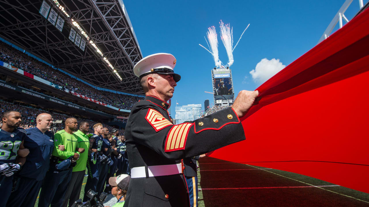 All Seahawks Stand for NFL's Coordinated National Anthem on the 20th  Anniversary of 9/11