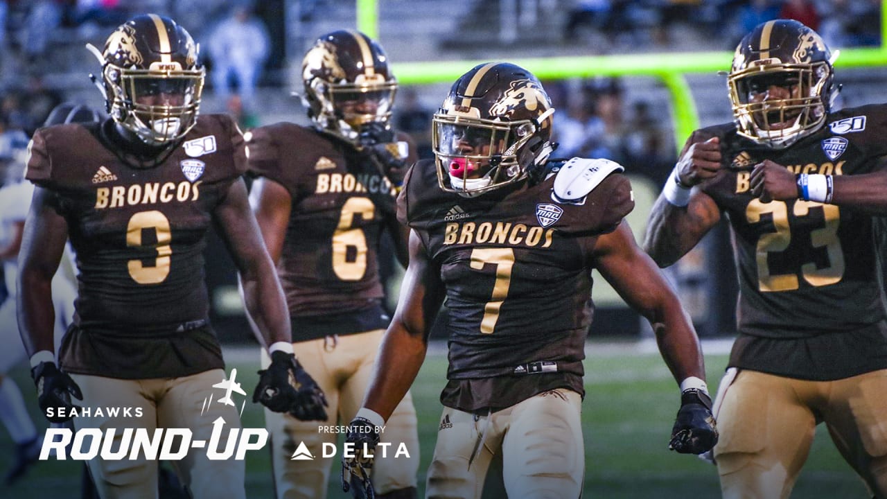 Western Michigan's D'Wayne Eskridge is shown during an NCAA football game  on Wednesday, Nov. 11, 2020, in Kalamazoo, Mich. (AP Photo/Al Goldis Stock  Photo - Alamy