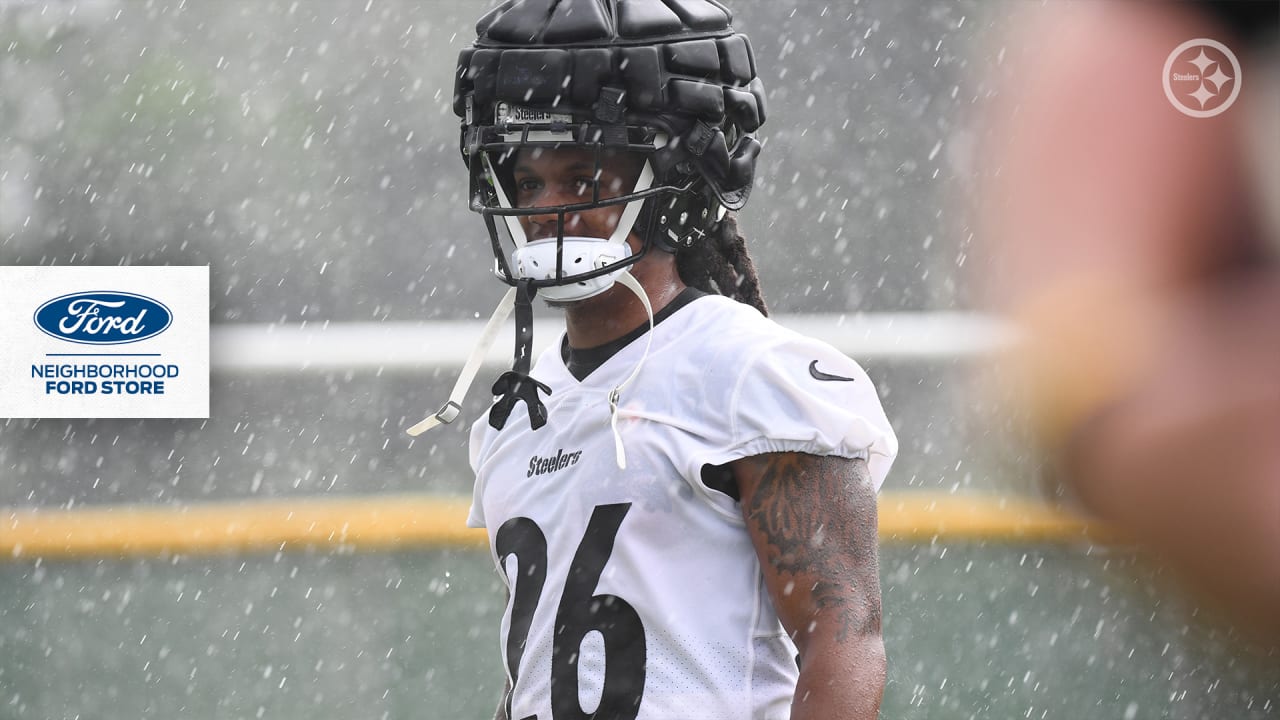 Pittsburgh Steelers linebacker Chapelle Russell (49) makes his way to the  practice fields for the NFL football team's training camp workout in  Latrobe, Pa., Thursday, July 27, 2023. (AP Photo/Gene J. Puskar