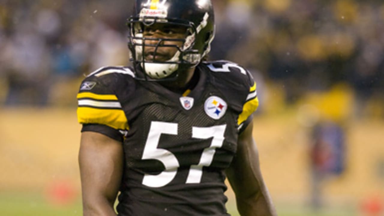 Pittsburgh Steelers linebacker Keyaron Fox (57) during a NFL pre-season  football game against the Arizona Cardinals in Pittsburgh, Thursday, Aug.  13, 2009. The Steelers won 20-10. (AP Photo/Gene J. Puskar Stock Photo -  Alamy