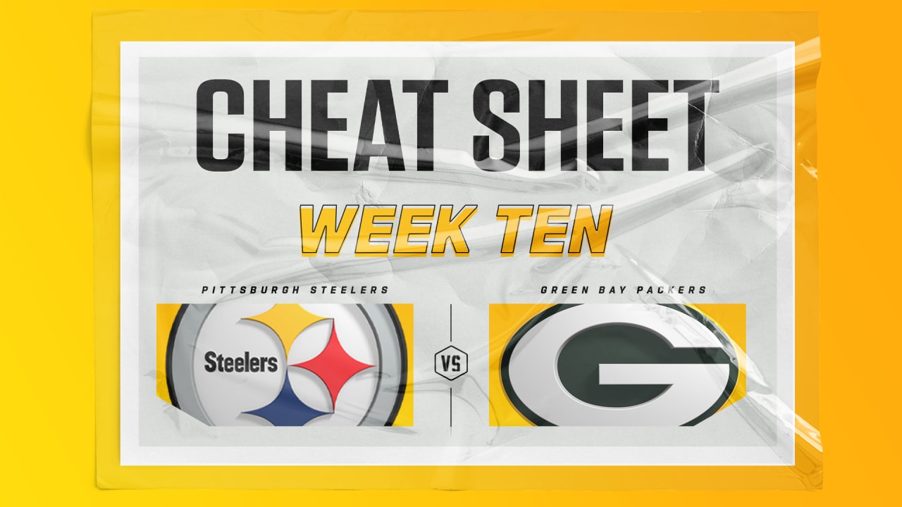 Cheat Sheet Steelers vs. Packers