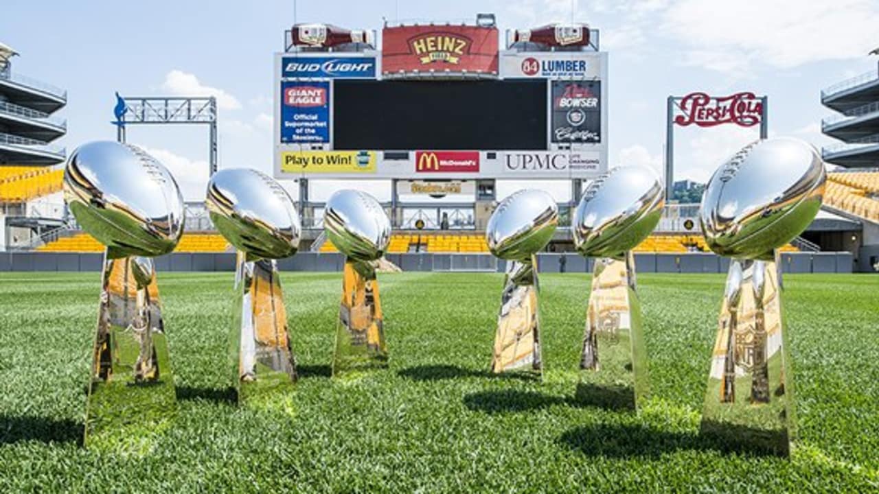 The six Lombardi Trophies earned by the Pittsburgh Steelers for