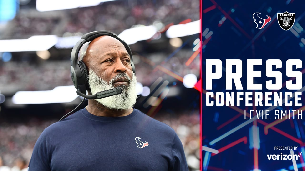 Houston Texans Head Coach Lovie Smith meets with the media to