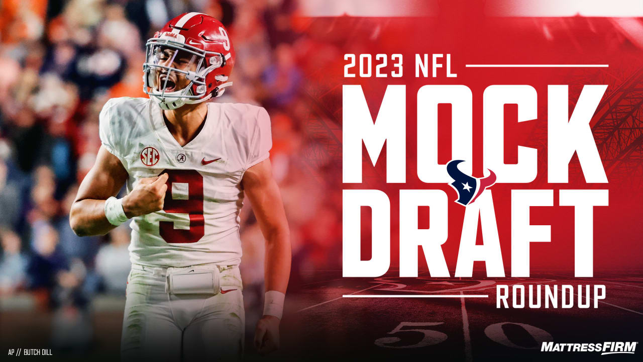 The latest round of NFL Mock Drafts are out, and most predict the Houston  Texans will take Alabama QB Bryce Young second overall in the 2023 NFL Draft .