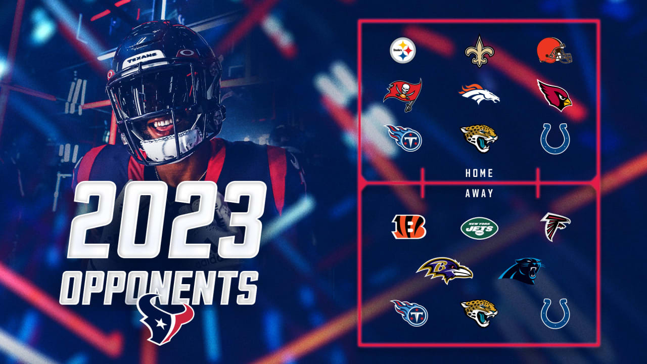 Houston Texans will host nine games and play eight on the road in the 2023  regular season. The Saints, Buccaneers and Steelers are among the clubs to  visit NRG Stadium this fall.