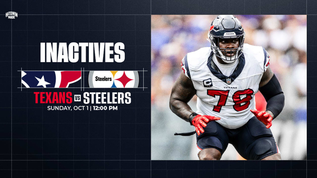Inactives: Seven Texans ruled out for Week 4 matchup against Pittsburgh