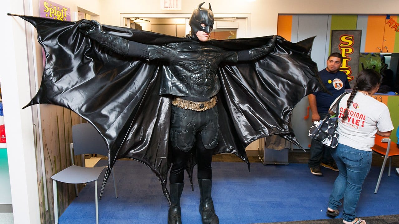 J.J. surprises kids as "Batman"