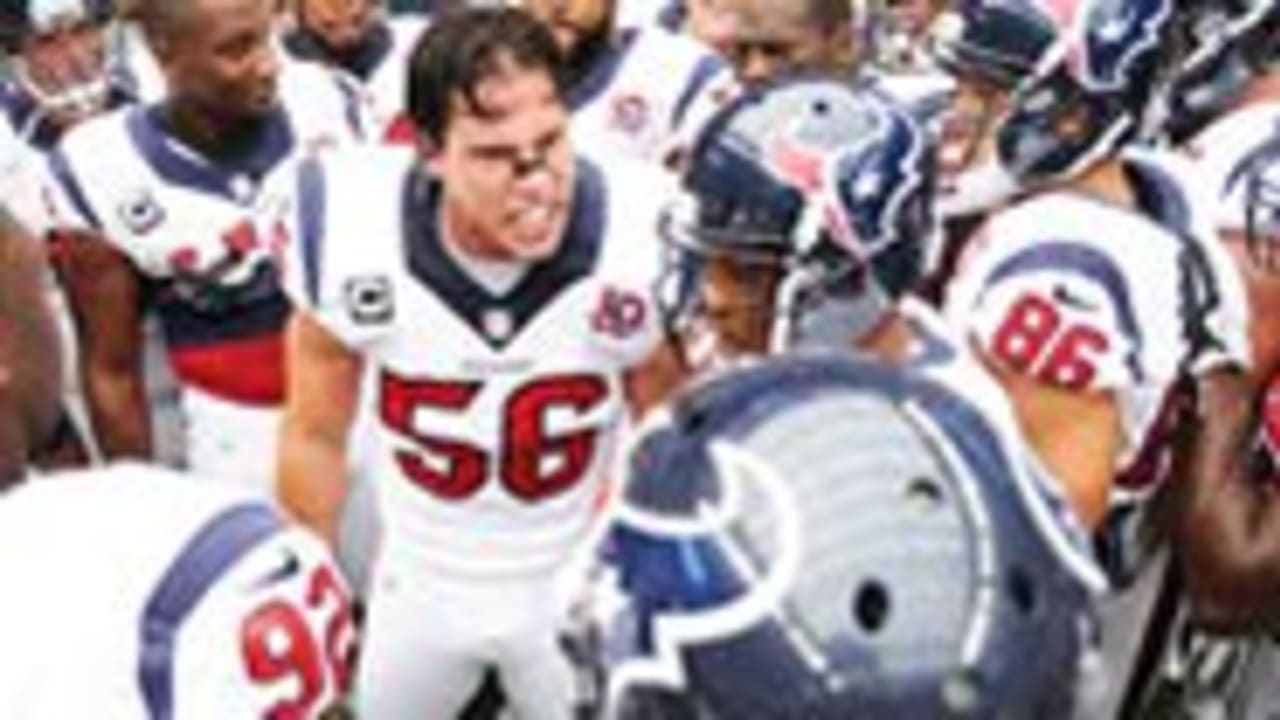 A Houston Texans helmet sits on the sidelines before an NFL