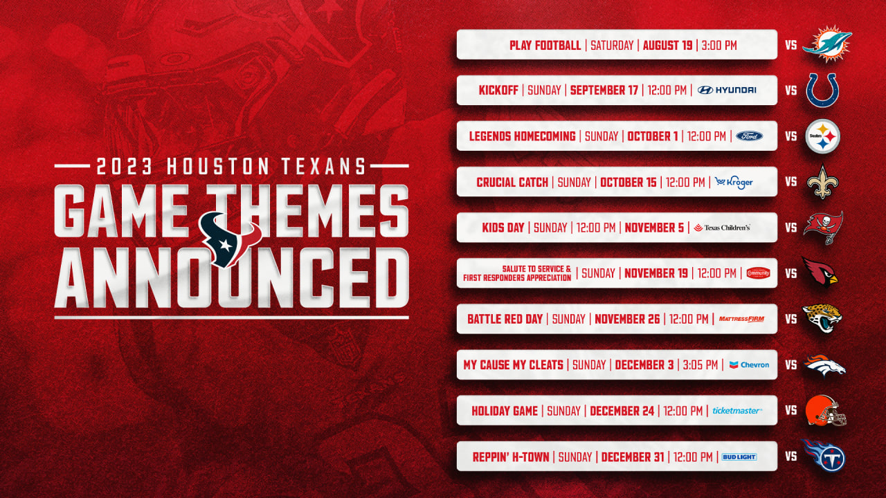 Houston Texans announce 2023 Home Game Themes