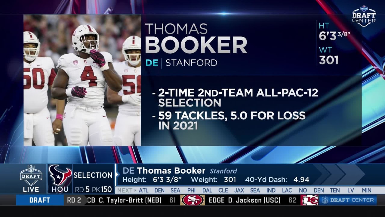 Texans draft: Houston picks Thomas Booker No. 150 overall in Round 5