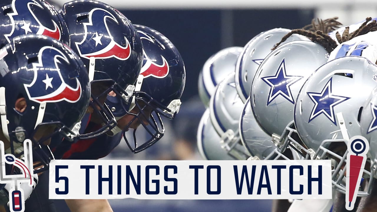 Drew Dougherty shares the top five things to watch as the Texans take on the  Cowboys in Dallas.