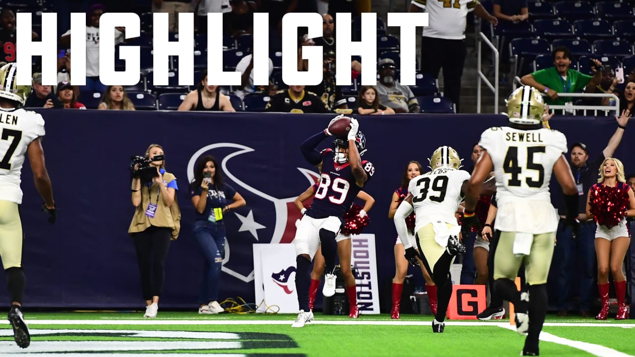 Houston Texans wide receiver Johnny Johnson III (89) catches a pass during  the second half of an NFL preseason football game against the New Orleans  Saints Saturday, Aug. 13, 2022, in Houston. (