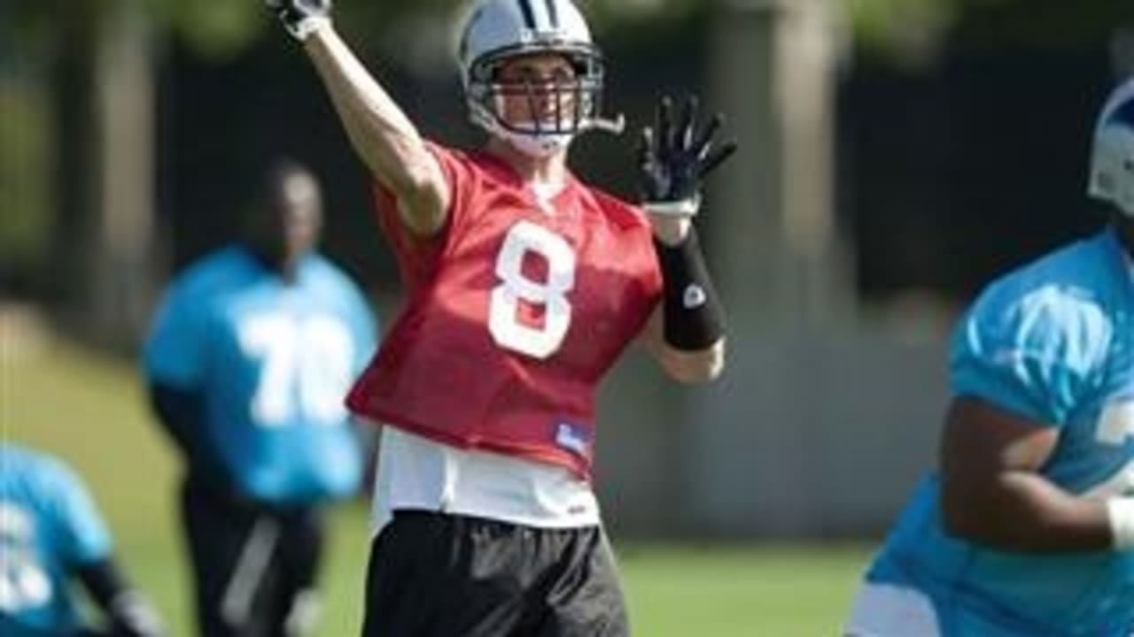 Wide Receiver Keyshawn Johnson of the Carolina Panthers looks on