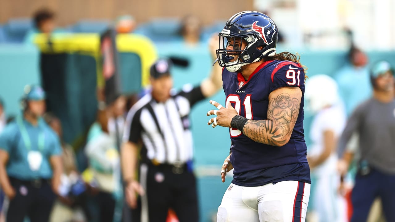 Houston Texans defensive lineman Roy Lopez (91) during an NFL football game  against the New York Jets , Sunday, Nov. 28, 2021, in Houston. (AP  Photo/Matt Patterson Stock Photo - Alamy