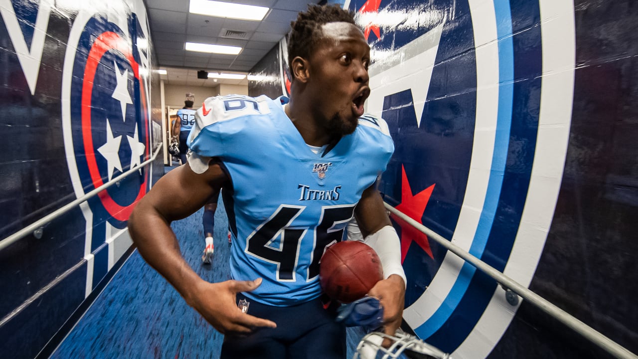 Tennessee Titans safety Joshua Kalu (28) in action during an NFL