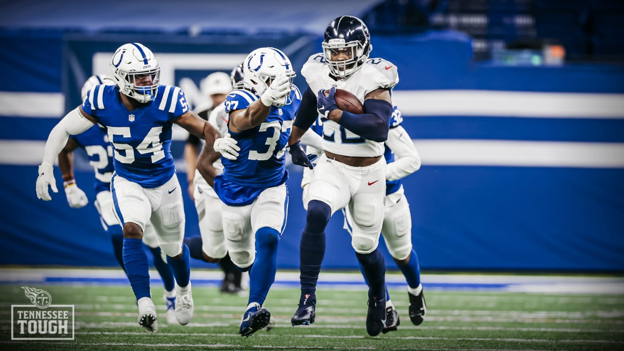 Indianapolis, Indiana, USA. 01st Dec, 2019. Tennessee Titans running back Derrick  Henry (22) during pregame of NFL football game action between the Tennessee  Titans and the Indianapolis Colts at Lucas Oil Stadium