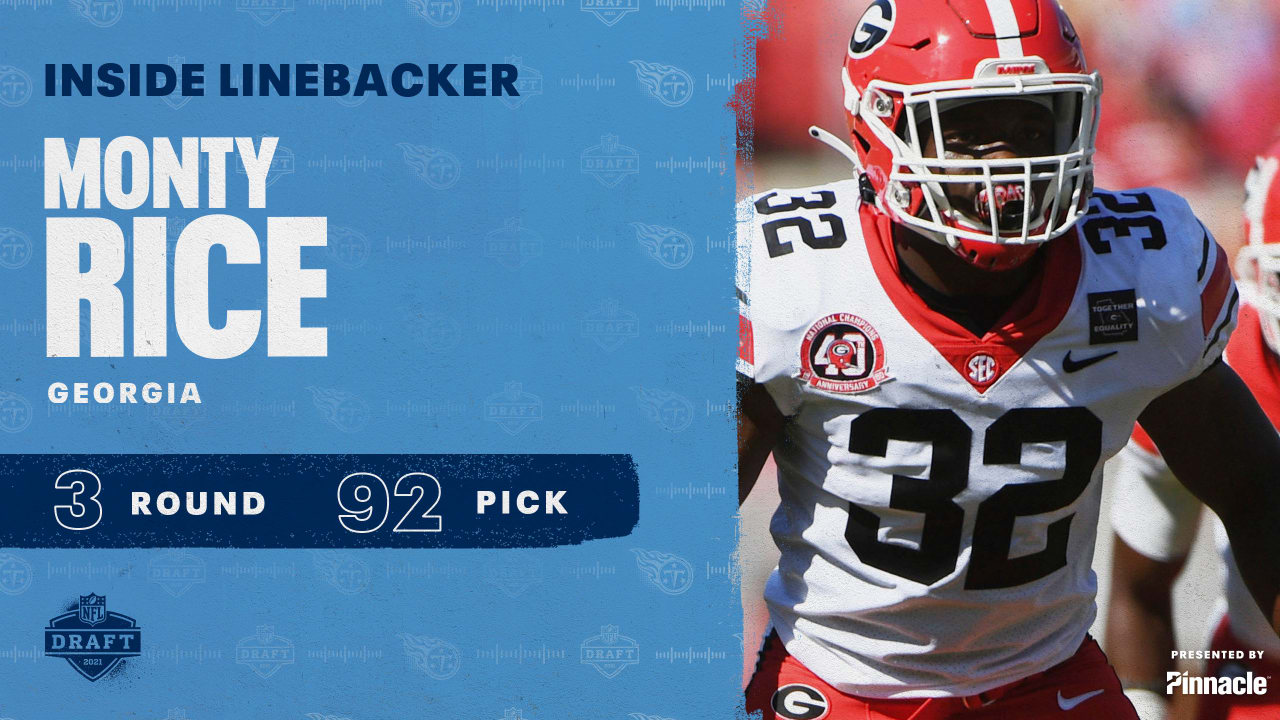 Titans Select Georgia ILB Monty Rice in Third Round of NFL Draft