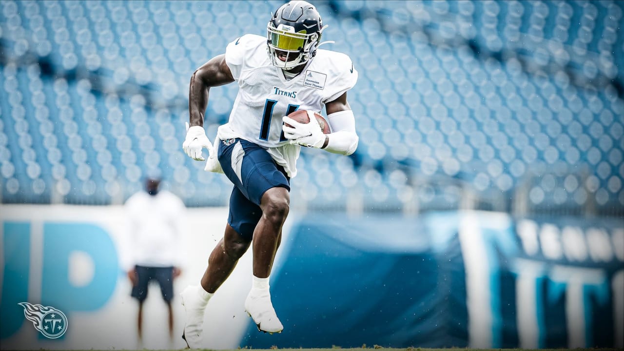 Tennessee Titans defensive end DaQuan Jones (90) sits on the bench