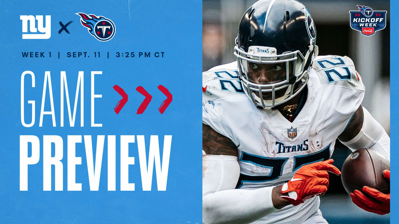 Game Preview: Titans Host Giants in Opener; Kickoff 3:25 PM Sunday on FOX