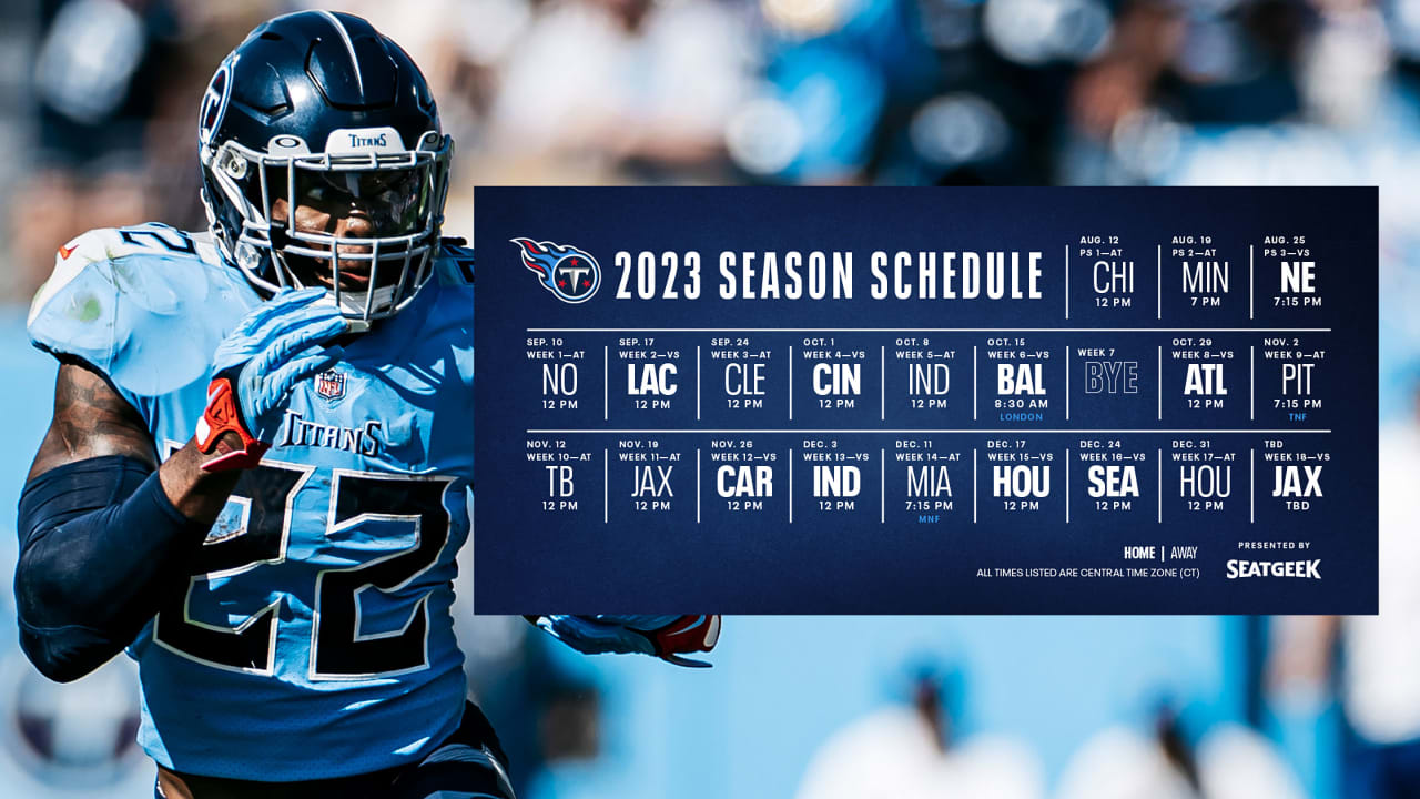 Titans Release 2023 Schedule, and it Includes Two Primetime Games – at  Pittsburgh on TNF and at Miami on MNF