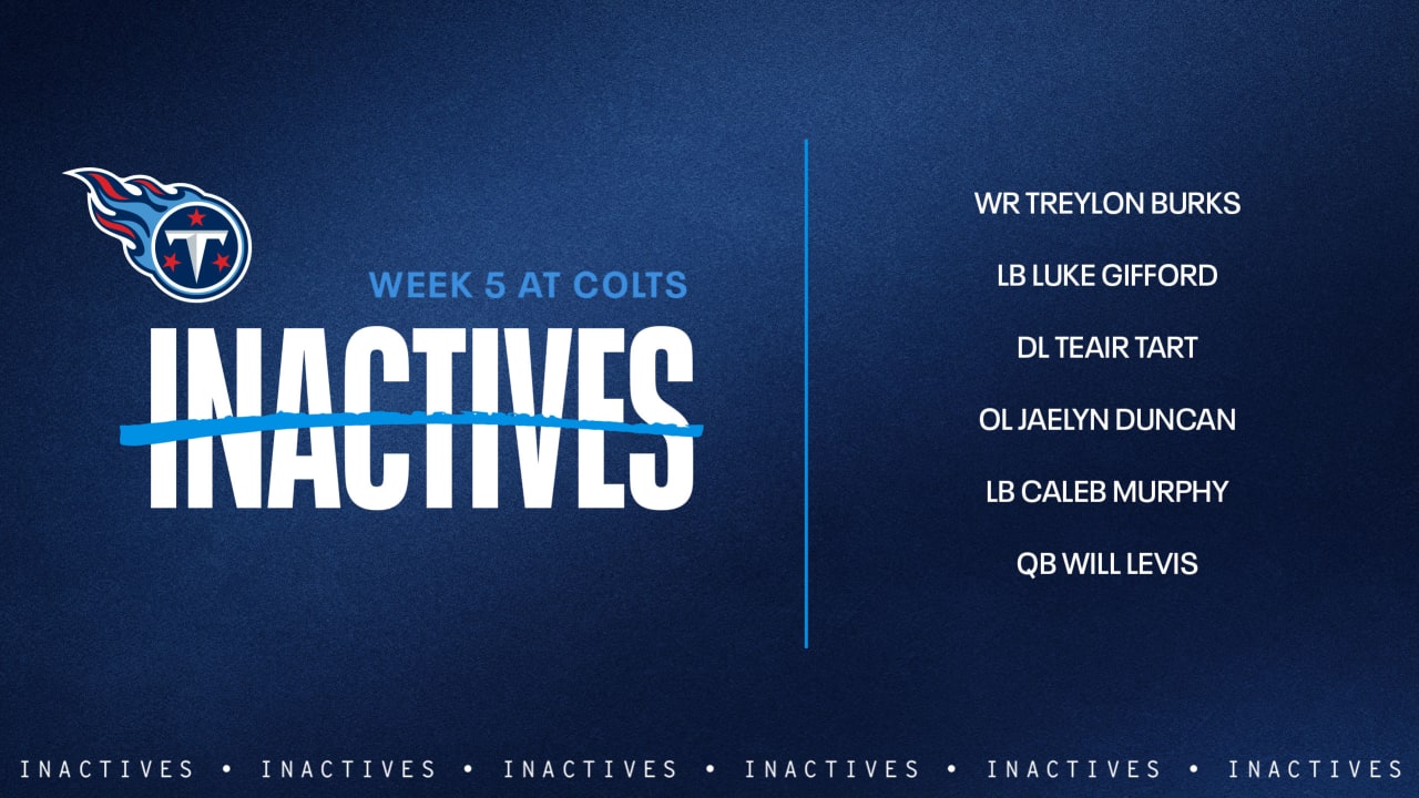 Game Inactives | Week 5 Titans at Colts
