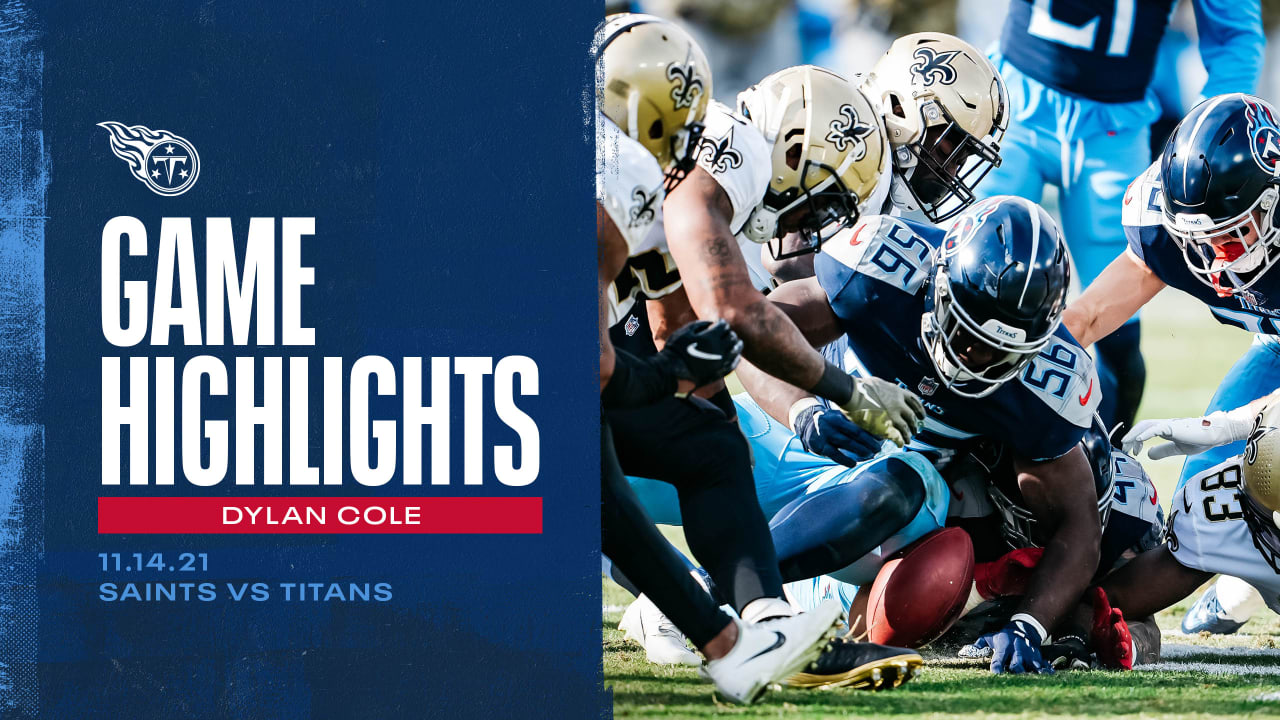 Tennessee Titans linebacker Dylan Cole (53) runs onto the field