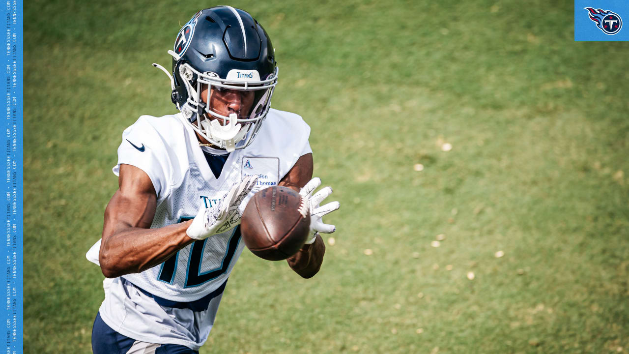 Tennessee Titans wide receiver Robert Woods takes part in drills