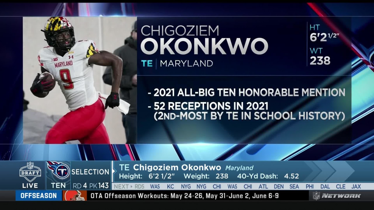 Titans Select Chigoziem Okonkwo with No. 143 Pick in 2022 Draft NFL
