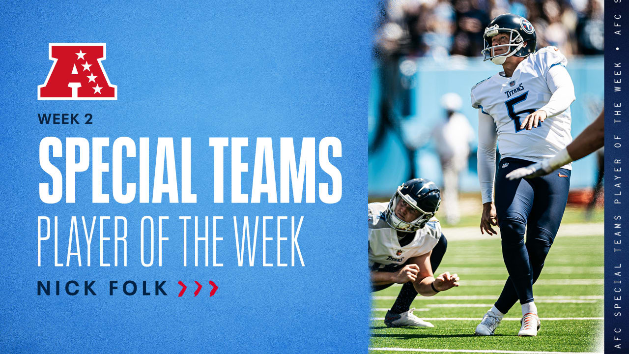 Titans Kicker Nick Folk Named AFC Special Teams Player of the Week