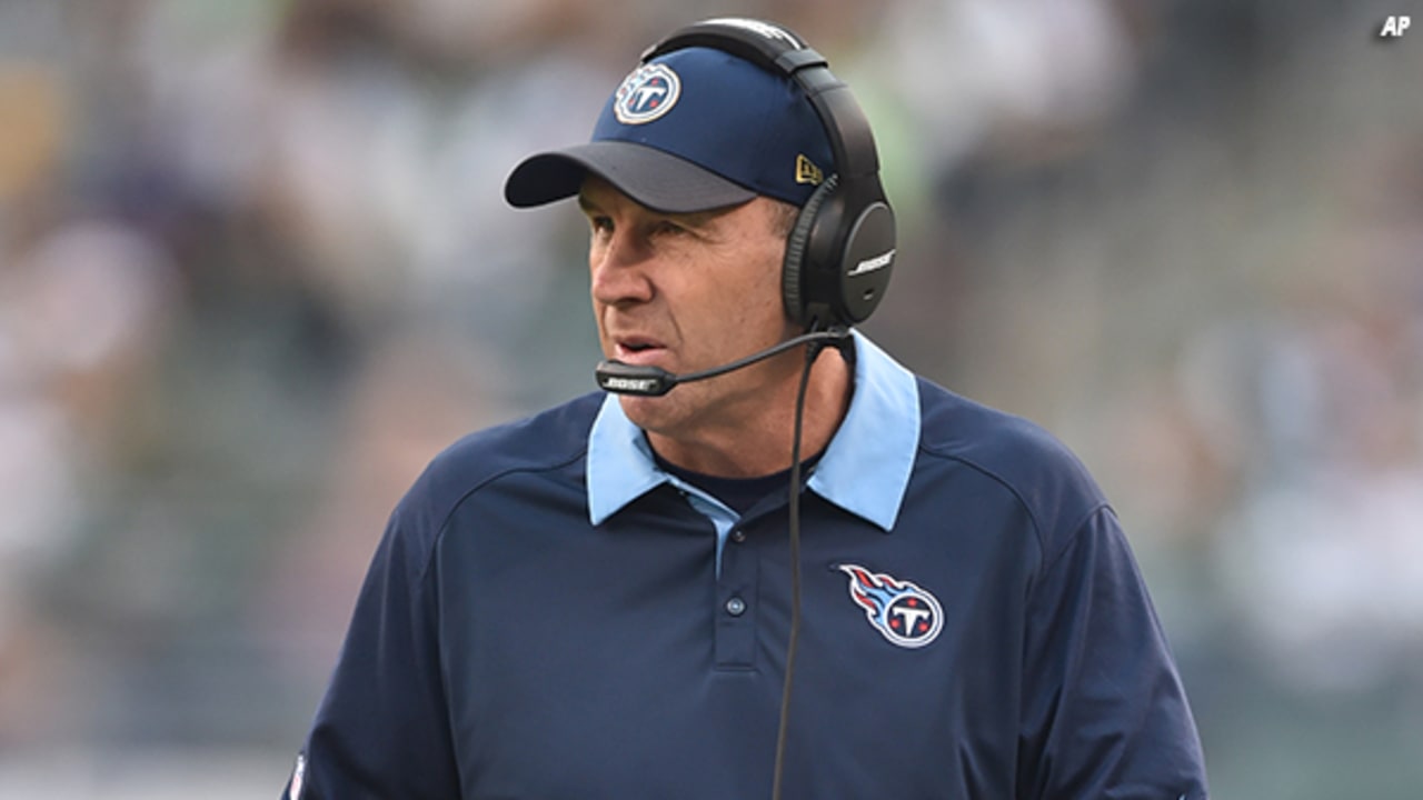 Tennessee Titans coach Mike Mularkey answers a question early Friday, Nov.  17, 2017, following an NFL