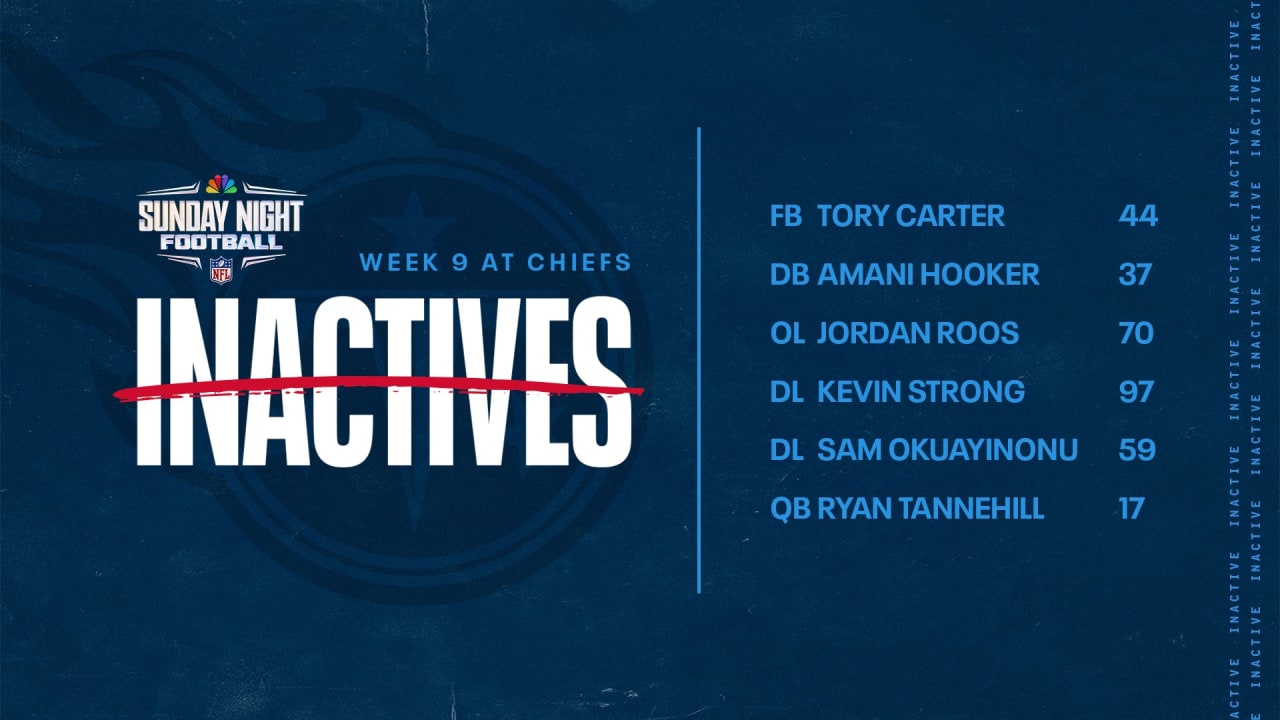 Sunday Night Football: No surprise inactives for Jets or Chiefs