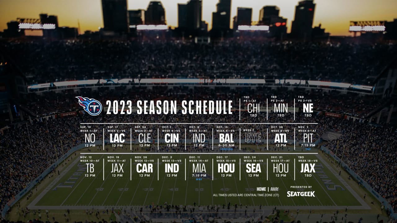 Titans Release 2023 Schedule, and it Includes Two Primetime Games at