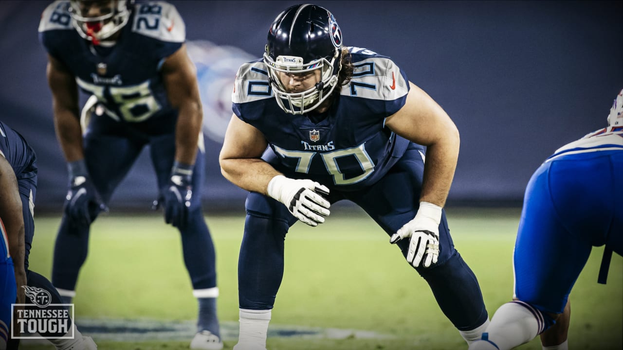 Tennessee Titans offensive tackle Ty Sambrailo (70) plays against the  Chicago Bears during an NFL football game Sunday, Aug. 29, 2021, in  Nashville, Tenn. (AP Photo/John Amis Stock Photo - Alamy