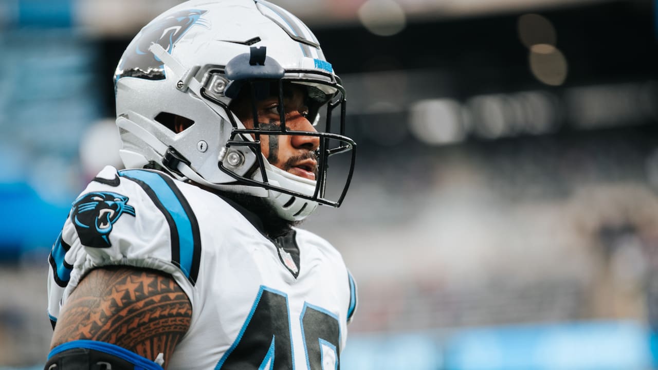 Frankie Luvu of the Carolina Panthers blocks the punt kick return by  News Photo - Getty Images