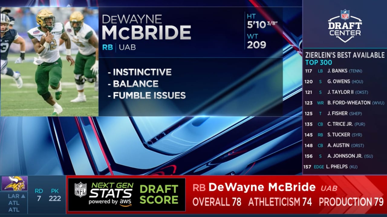 DeWayne McBride Selected by Minnesota Vikings in 7th Round of 2023