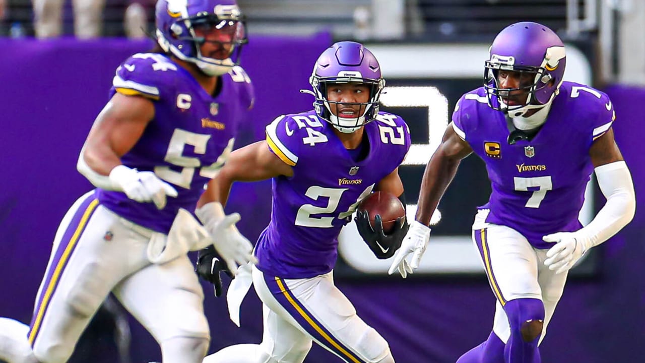 Minnesota Vikings safety Camryn Bynum (24) walks off the field