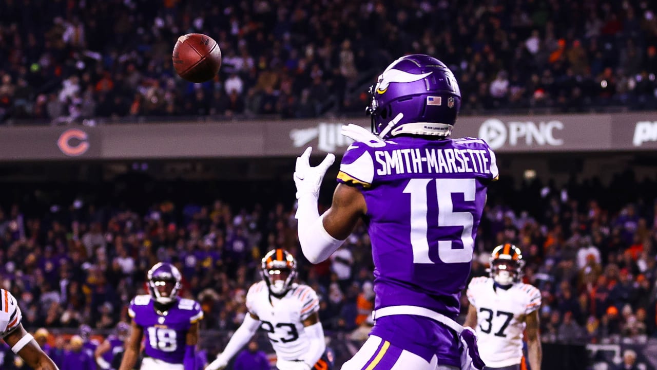 Minnesota Vikings wide receiver Ihmir Smith-Marsette (15) is lying