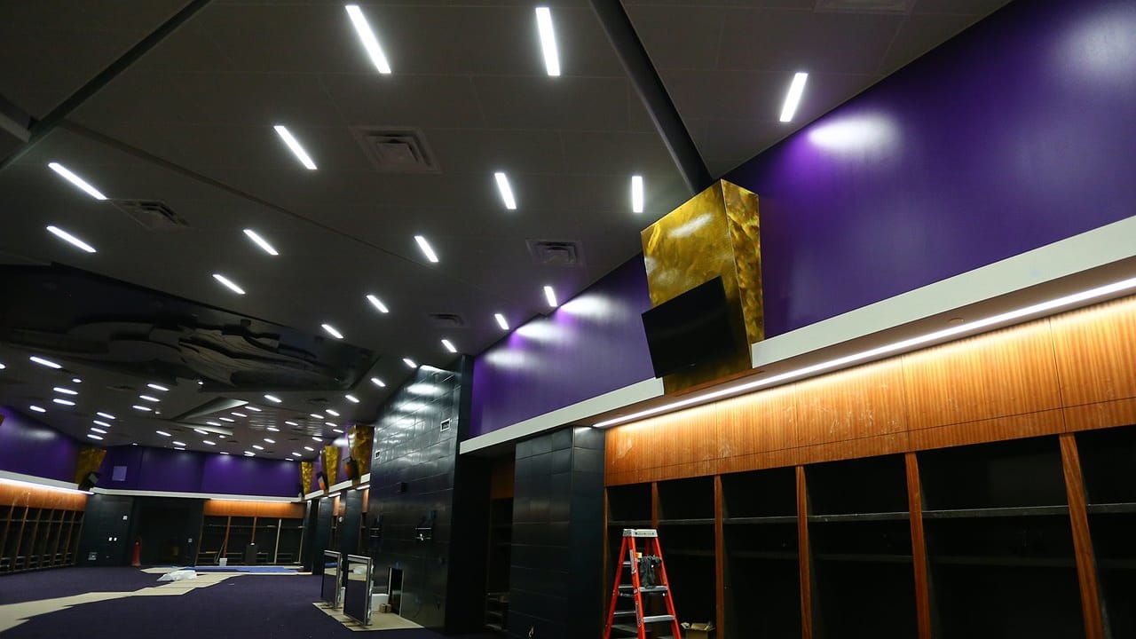 Large Vikings Locker Room Space at U.S. Bank Stadium Taking Shape