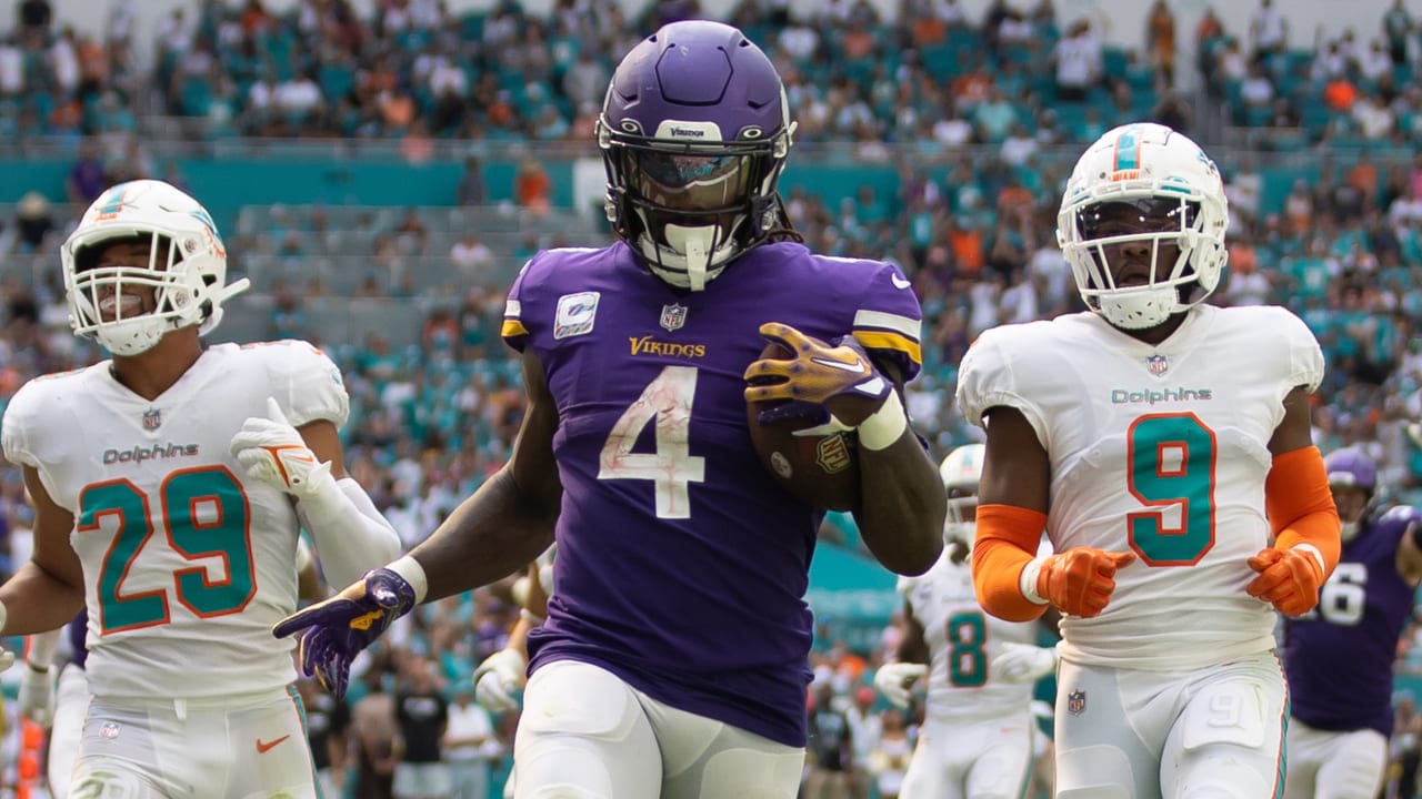 Minnesota Vikings running back Dalvin Cook walks on the field