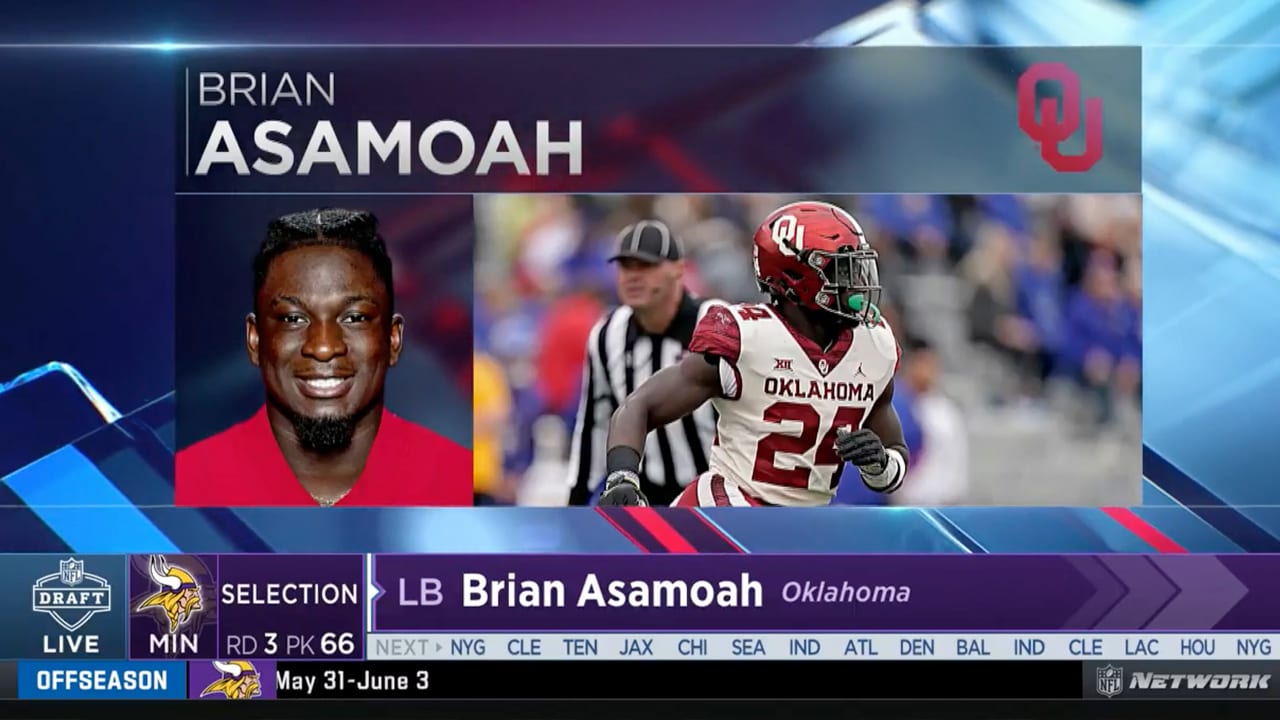 Round 3 - Pick 2: Brian Asamoah, ILB, Oklahoma (Minnesota Vikings) : r/nfl