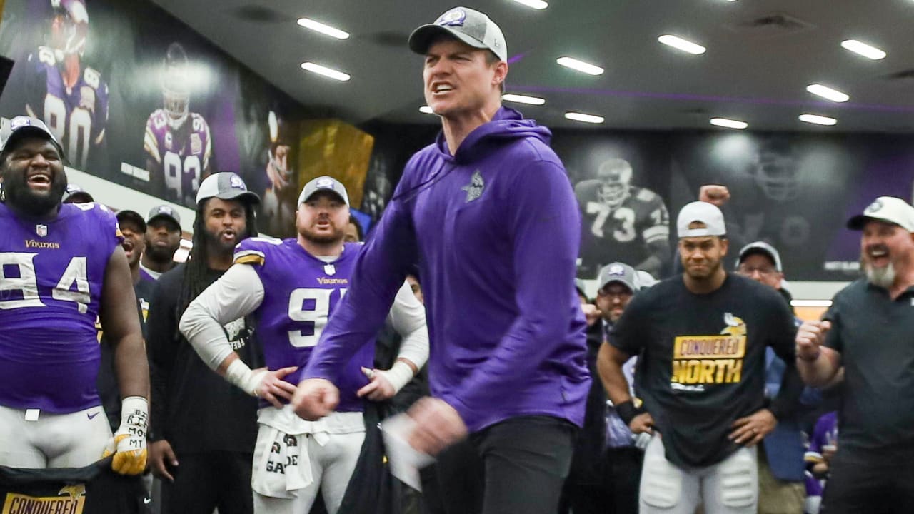 Kyle Rudolph Enters Locker Room Following Win