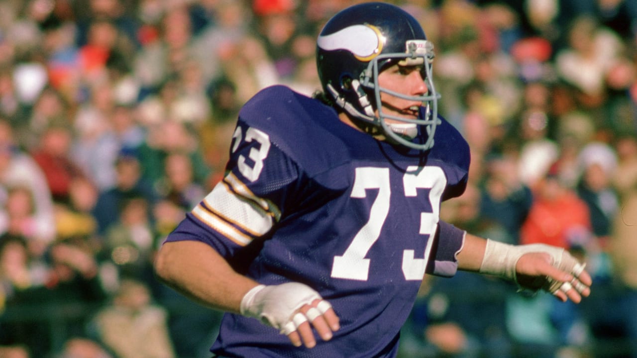 NFL FILE: Ron Yary of the Minnesota Vikings with his bust after