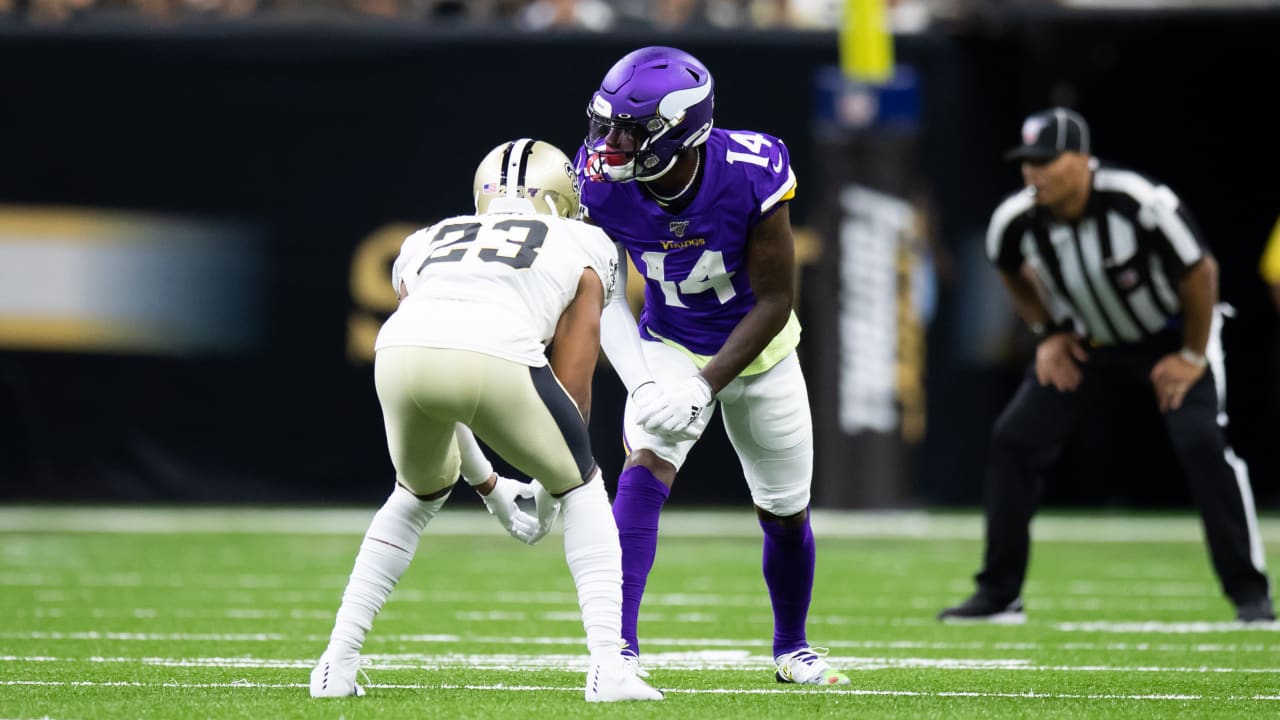 New Orleans Saints wide receiver Michael Thomas (13) scores a touchdown  against the Minnesota Vikings in the second half of the NFC Divisional  round playoff game at U.S. Bank Stadium in Minneapolis